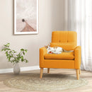 Accent Chair with Lumbar Pillow Natural Rubber Wood Legs Padded Cushions by LJGDeals