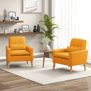 Accent Chair with Lumbar Pillow Natural Rubber Wood Legs Padded Cushions by LJGDeals
