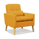 Accent Chair with Lumbar Pillow Natural Rubber Wood Legs Padded Cushions by LJGDeals