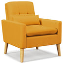 Accent Chair with Lumbar Pillow Natural Rubber Wood Legs Padded Cushions by DirectDeals