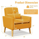 Accent Chair with Lumbar Pillow Natural Rubber Wood Legs Padded Cushions by LJGDeals