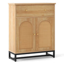 Accent Floor Storage Cabinet with Rattan Doors and Drawer-Natural by LJGDeals