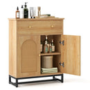 Accent Floor Storage Cabinet with Rattan Doors and Drawer-Natural by LJGDeals