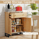 Accent Floor Storage Cabinet with Rattan Doors and Drawer-Natural by LJGDeals