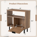Accent Side End Table with Storage Shelf and Cabinet for Small Space-Natural