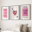 Preppy Pink Girly Poster Set of 3 Wall Art Decor by Wall Art Set