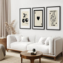 Beige Queen of Hearts Retro Wall Art Poster by Wall Art Set