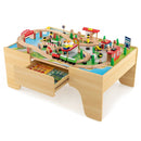 84-Piece Wooden Train Set with Reversible and Detachable Tabletop by LJGDeals
