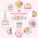 Activity Wall Busy Board Panels for Toddlers Wooden Sensory Board-Pink