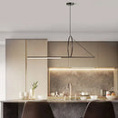 GobekUsa Art Line LED Chandelier Black Iron Pendant Light for Dining Kitchen Bar