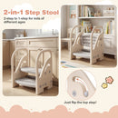 Adjustable 2-Step Kids Helper Stool with Safety Handles and Non-slip Pads for Bedroom
