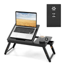 Bamboo Laptop Lap Tray with Adjustable Legs and Tilting Heat-dissipation Top by LJGDeals