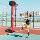 Adjustable Basketball Hoop System Stand Portable with 2 Wheels Fillable Base-Black & Red by LJGDeals