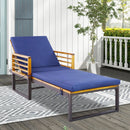 Adjustable Cushioned Patio Chaise Lounge Chair with 4-Level Backrest-Navy by LJGDeals