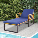 Adjustable Cushioned Patio Chaise Lounge Chair with 4-Level Backrest-Navy by LJGDeals