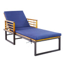 Adjustable Cushioned Patio Chaise Lounge Chair with 4-Level Backrest-Navy by LJGDeals