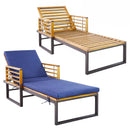 Adjustable Cushioned Patio Chaise Lounge Chair with 4-Level Backrest-Navy by LJGDeals