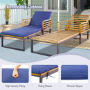 Adjustable Cushioned Patio Chaise Lounge Chair with 4-Level Backrest-Navy by LJGDeals