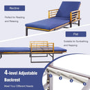Adjustable Cushioned Patio Chaise Lounge Chair with 4-Level Backrest-Navy by LJGDeals