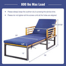 Adjustable Cushioned Patio Chaise Lounge Chair with 4-Level Backrest-Navy by LJGDeals