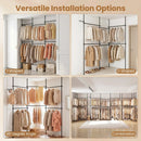 Floor to Ceiling Clothes Rack with 6 Adjustable Hanging Rods by LJGDeals