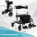 2-in-1 Adjustable Folding Handle Rollator Walker with Storage Space by LJGDeals
