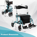 2-in-1 Adjustable Folding Handle Rollator Walker with Storage Space by LJGDeals