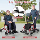 2-in-1 Adjustable Folding Handle Rollator Walker with Storage Space by LJGDeals