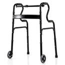 Adjustable Heavy-Duty Folding Walker with Unidirectional Wheels and Bi-Level Armrests-Black by LJGDeals
