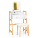 Adjustable Height Vanity Desk Set with 3-Color LED Lighted Mirror and Drawers-White by LJGDeals