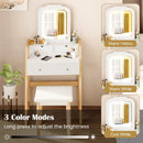 Adjustable Height Vanity Desk Set with 3-Color LED Lighted Mirror and Drawers-White by LJGDeals