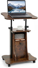 Adjustable Mobile Standing Desk Cart with Tilt Desktop by LJGDeals