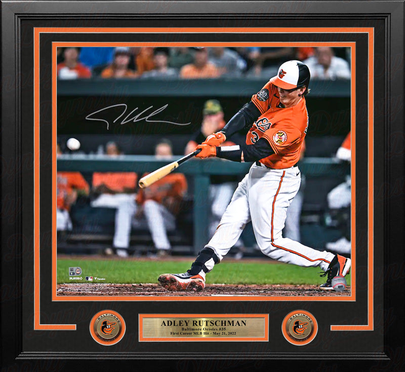 Adley Rutschman First MLB Hit Baltimore Orioles Autographed 16" x 20" Framed Baseball Photo