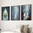 Cute Ghosts Halloween Art Print Gothic Decor Set by Wall Art Set