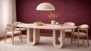 Cenobia Travertine Marble Dining Table with U-Shaped Base