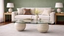 Camelia Travertine Hemisphere Coffee Table - Round Natural Stone Coffee Table