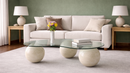 Hera Travertine Sphere Coffee Table - Natural Stone Round Coffee Table
