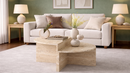 Hope Travertine Tiered Round Coffee Table - Natural Stone Living Room Furniture