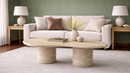 Alecta irregular organic-shaped natural marble coffee table with cylindrical leg base