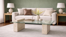 Swer Travertine Coffee Table - Natural Stone Luxury Living Room Furniture
