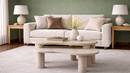 Lenora Travertine Tiered Bean-Shaped Coffee Table - Natural Stone Furniture