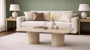 Lucian Travertine Column Double Pedestal Coffee Table