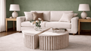 Sasha Daisy Round Travertine Coffee Table