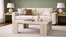 Jolie Travertine Square Coffee Table with V-Shaped Legs