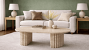 Berry Travertine Half Moon Coffee Table - Natural Stone Demi-Lune Side Table