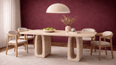 Hestia Travertine Marble Dining Table with Hoop Ring Leg Base