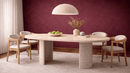 Aurora Travertine Marble Dining Table with Half Moon Pedestal Base