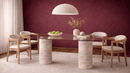 Sutcam Travertine Dining and Office Table with Marble Pedestal Base
