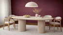 Albert Rectangular Travertine Marble Dining Table with Double Column Pedestal Base