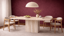 Sean Travertine Marble Dining Table with Cube Pedestal Base